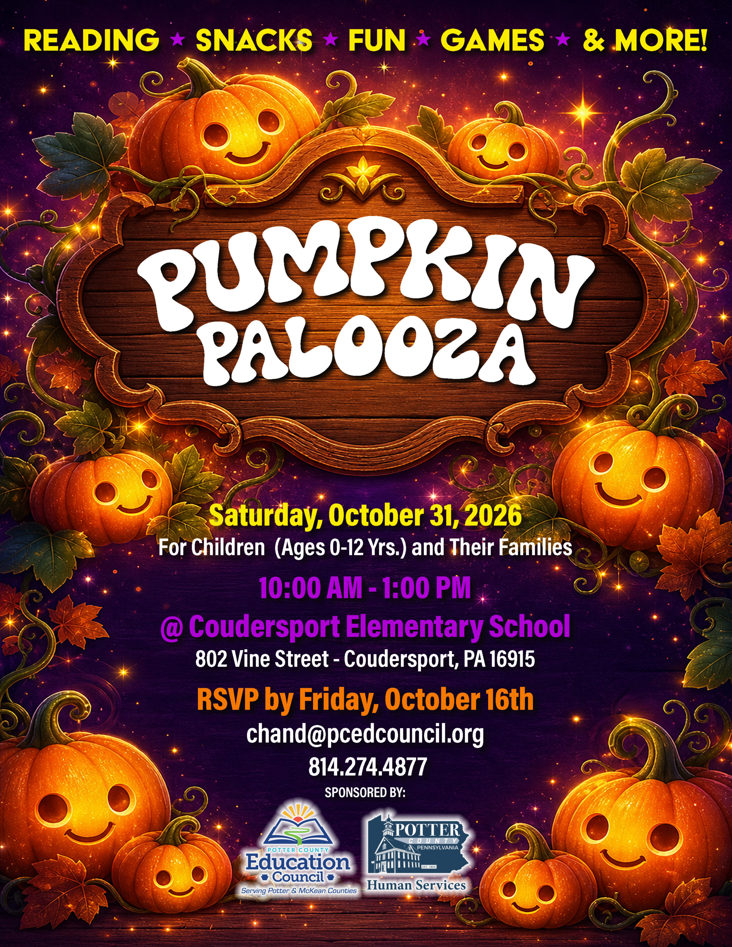 PCEC Pumpkin Palooza Flyer 2026